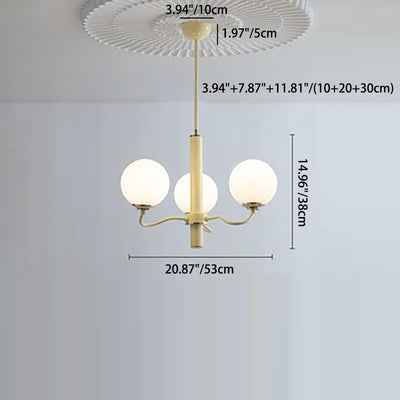 Modern Mid-Century Round Iron Glass 3/5/8 Light Chandelier For Bedroom