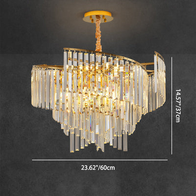 Contemporary Luxury Round Iron Crystal 10/16/24 Light Chandelier For Living Room