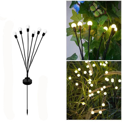 Contemporary Creative Waterproof Solar Multi Head Flowery Small Orb Plastic LED Outdoor Light For Garden