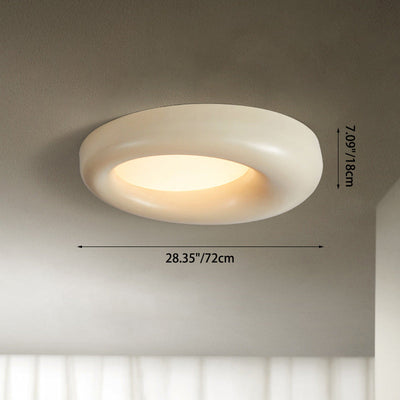 Modern Minimalist Hollow Round Acrylic Fiberglass LED Flush Mount Ceiling Light For Living Room