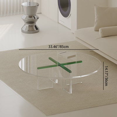 Modern Minimalist Cross Base Acrylic Coffee Table For Living Room