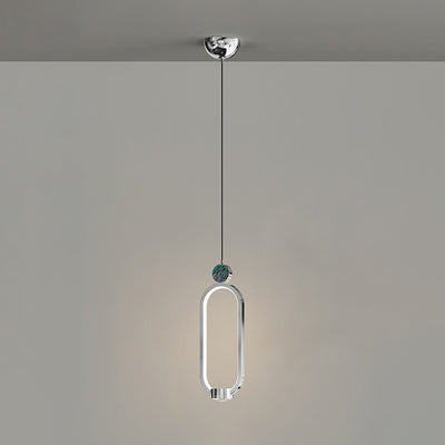 Modern Minimalist Geometric Elliptical Ring Crystal Aluminum LED Pendant Light For Living Room