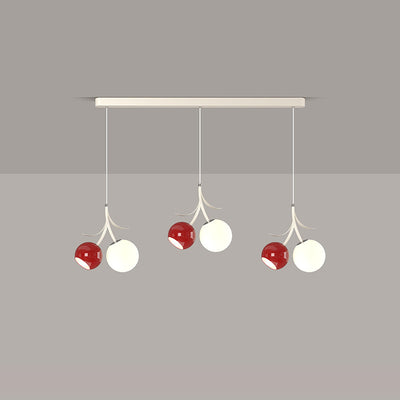 Contemporary Nordic Cherry Glass Iron 3-Light Island Light Chandelier For Living Room