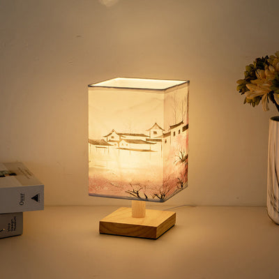 Contemporary Creative Fabric Square USB LED Table Lamp For Bedroom