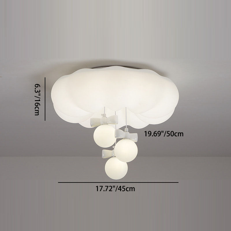 Modern Minimalist Clouds Spherical Bow Iron Plastic LED Flush Mount Ceiling Light For Bedroom