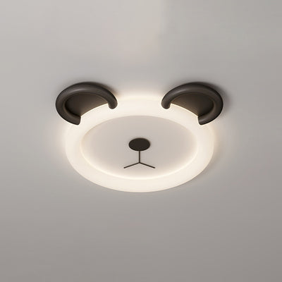 Contemporary Creative Cartoon Panda PE Resin LED Kids Flush Mount Ceiling Light For Bedroom