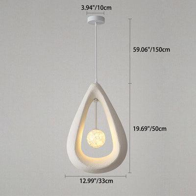 Contemporary Creative Water Drop Outline Orb Plastic 1-Light Pendant Light For Living Room