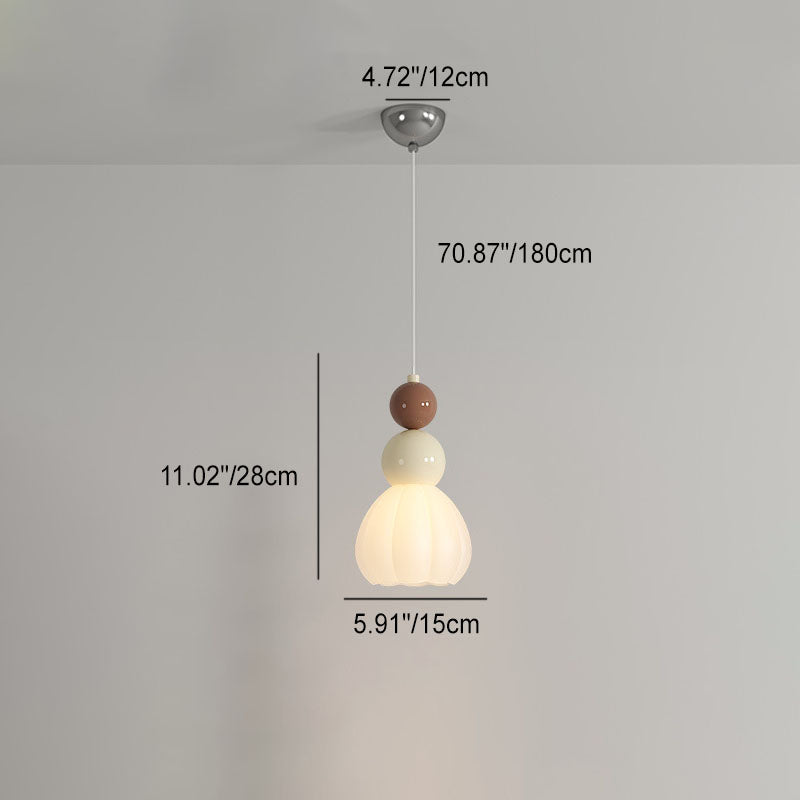 Luminaire suspendu à 1 lumière en verre, matériel de pétale de gourde rond minimaliste moderne pour chambre à coucher 