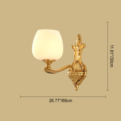 Modern Light Luxury Round Glass Gold-Finished Frame 1/2 Light Wall Sconce Lamp