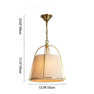 Modern Minimalist Cylinder Copper Fabric 3-Light Pendant Light For Bedroom