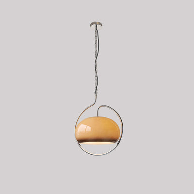 Contemporary Retro Oval Iron Glass 1-Light Pendant Light For Living Room