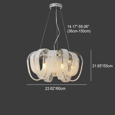 Contemporary Luxury Round Fringe Crystal Stainless Steels 6/8 Light Chandeliers For Living Room