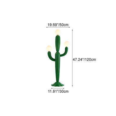 Contemporary Creative Cactus Resin Glass 3-Light Standing Floor Lamp For Living Room