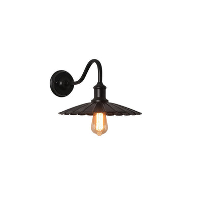 Modern Minimalist Waterproof Round Pleated Petal Iron 1-Light Wall Sconce Lamp For Outdoor Patio