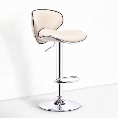 Modern Minimalist Curve Triangle Round Napa Leather Metal Bar Stool Backrest Armless For Dining Room