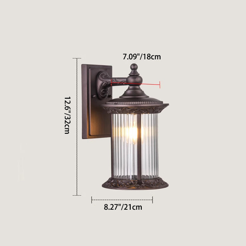 Contemporary Retro Waterproof Aluminum Glass Cylinder 1-Light Wall Sconce Lamp For Garden