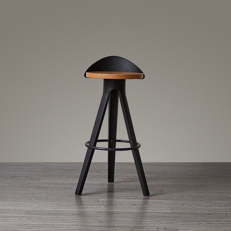 Modern Minimalist Round Plastic Wooden Bar Stool Three Legs High For Dining Room