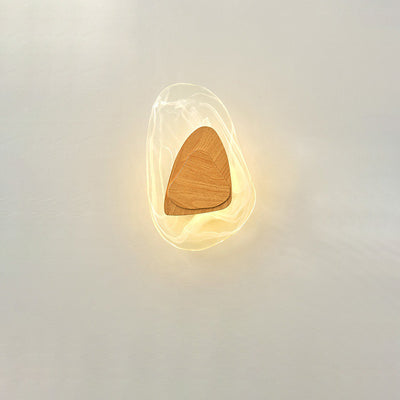 Contemporary Scandinavian Oval Glass Wood Hardware LED Wall Sconce Lamp For Living Room