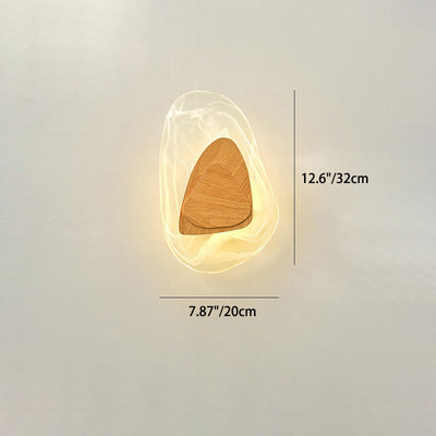 Contemporary Scandinavian Oval Glass Wood Hardware LED Wall Sconce Lamp For Living Room