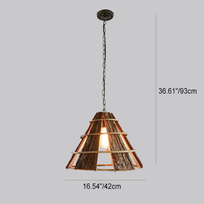 Modern Creative Minimalist Rattan Coarse Bark Horn 1-Light Pendant Light