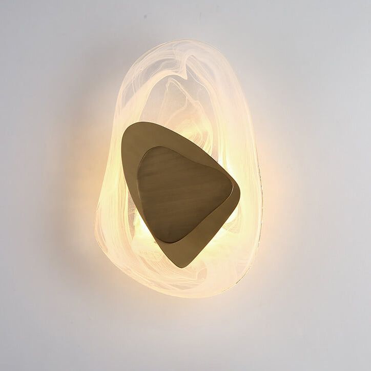 Modern Art Deco Irregular Oval Glass Hardware LED Wall Sconce Lamp For Living Room