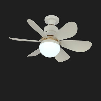 Contemporary Creative PC ABS Nylon Acrylic Flower LED Semi-Flush Mount Ceiling Fan Light For Living Room