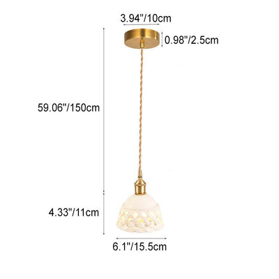 Nordic Minimalist Ceramic Hollow Design Dome Brass 1-Light Pendant Light