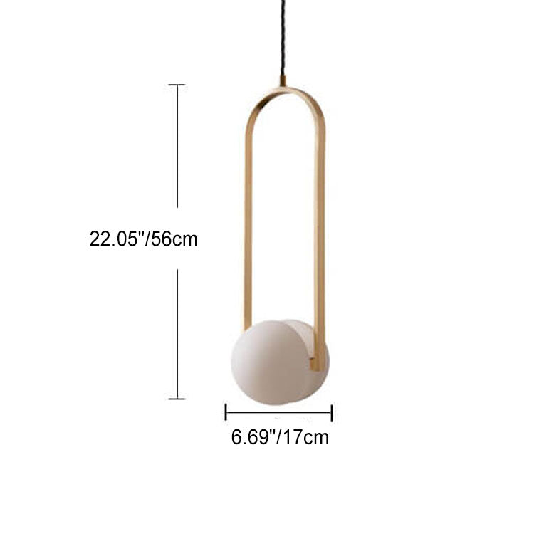 Danish Creative Milky White Glass Ball Gold-Finished Frame 2-Light Pendant Light