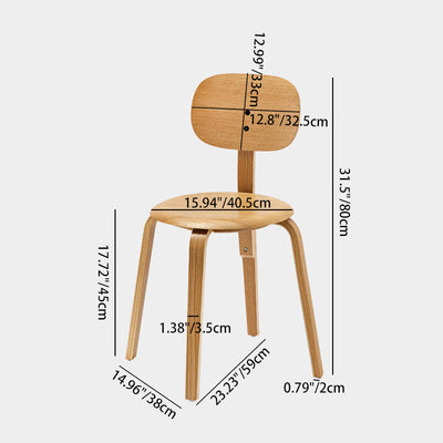 Modern Minimalist Round Cushion Solid Wood Dining Chair Backrest For Dining Room