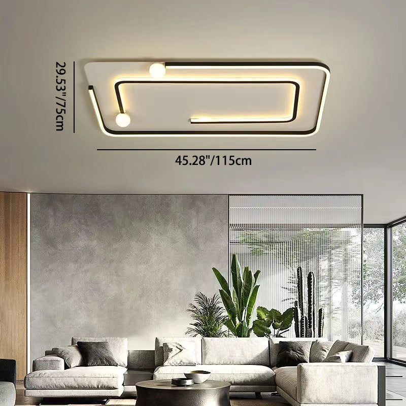 Modern Minimalist Iron Silica Rectangular Square Round LED Flush Mount Ceiling Light For Living Room