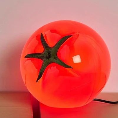 Modern Art Deco Resin Tomato Decorative USB LED Table Lamp For Living Room