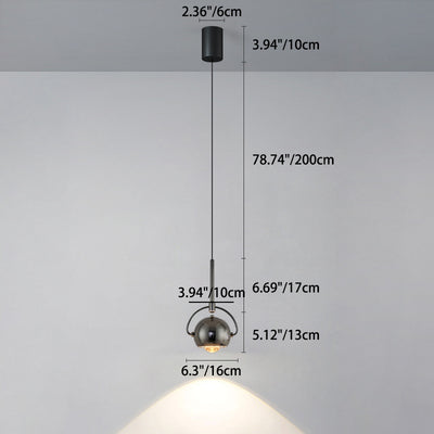 Modern Minimalist Rotatable Spherical Aluminum Glass LED Pendant Light For Bedroom