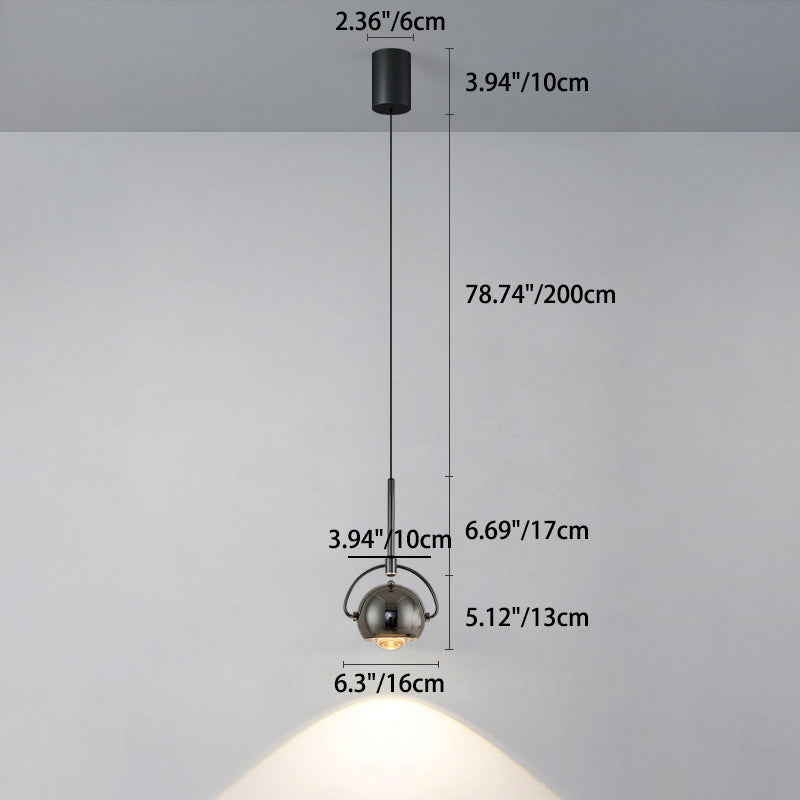 Modern Minimalist Rotatable Spherical Aluminum Glass LED Pendant Light For Bedroom