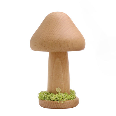 Modern Art Deco Mushroom Round Solid Wood LED Table Lamp For Bedroom