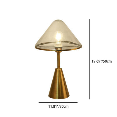 Contemporary Scandinavian Triangle Hardware Glass 1-Light Table Lamp For Bedroom