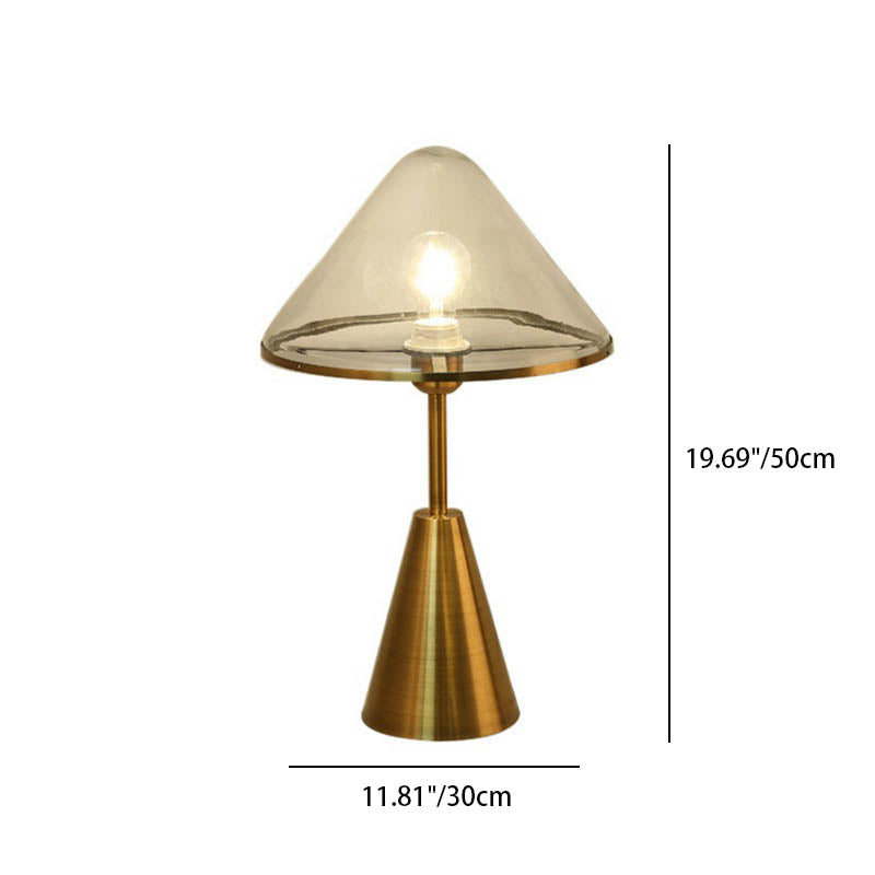 Contemporary Scandinavian Triangle Hardware Glass 1-Light Table Lamp For Bedroom