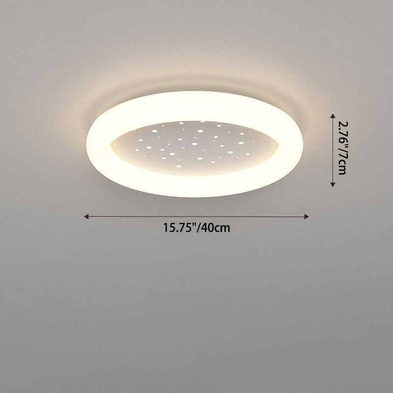 Modern Simplicity Iron Acrylic Round Starry Sky LED Flush Mount Ceiling Light For Bedroom