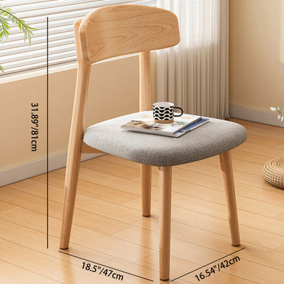 Modern Minimalist Square Leather Fabric Solid Wood Dining Chair Backrest For Dining Room