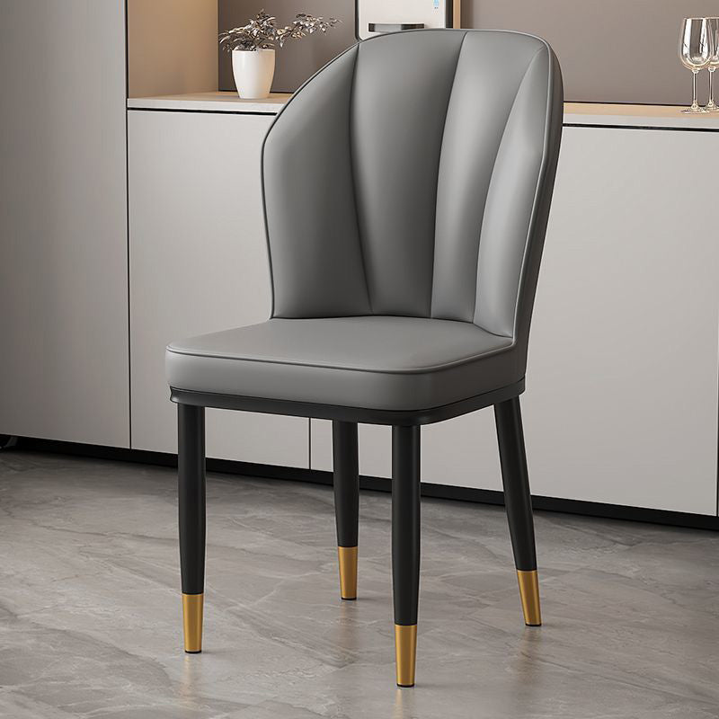 Modern Luxury PU Leather Padded Dining Chair Wing Backrest Armless For Dining Room