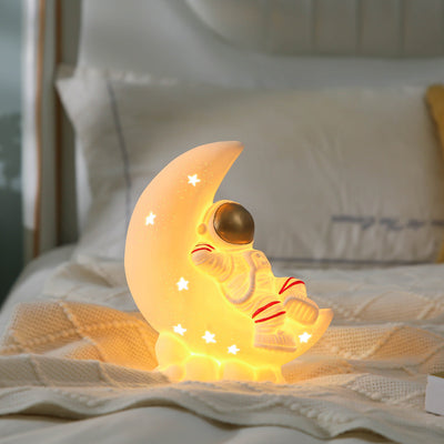 Contemporary Creative Luna Moon Astronaut Rabbit Ceramic LED Table Lamp For Bedroom