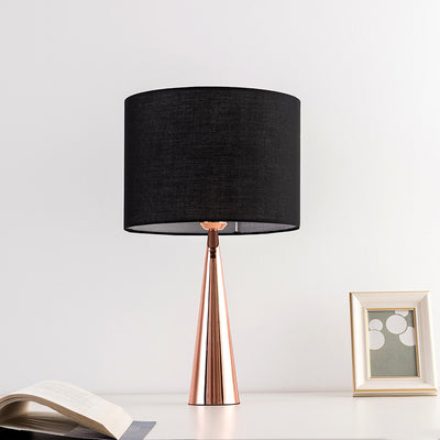 Contemporary Scandinavian Black Fabric Cone Base 1-Light Table Lamp For Study