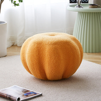 Contemporary Creative Pumpkin Wood Velvet Fabric Chair For Living Room