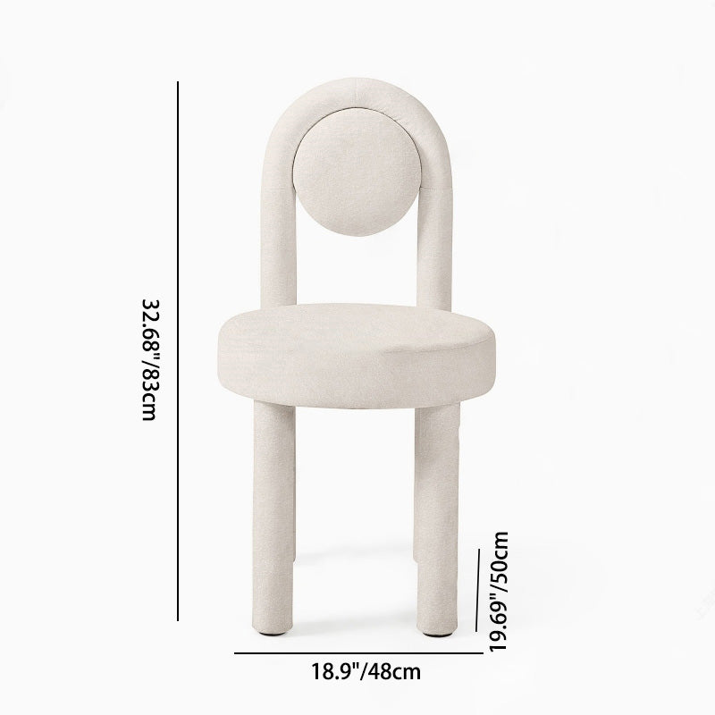 Contemporary Scandinavian Round Fabric Carbon Steel Frame Vanity Stool Backrest For Bedroom