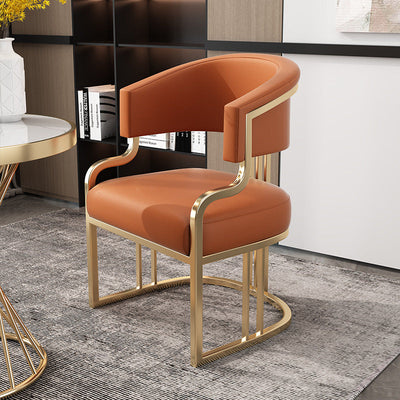 Modern Luxury Square Arch Leather Iron Dining Chair Backrest Armrest For Dining Room