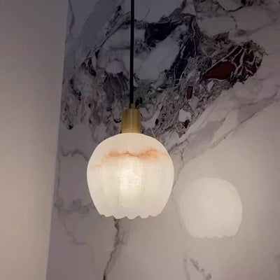 Modern Minimalist Round Pod Marble 1-Light Pendant Light For Living Room