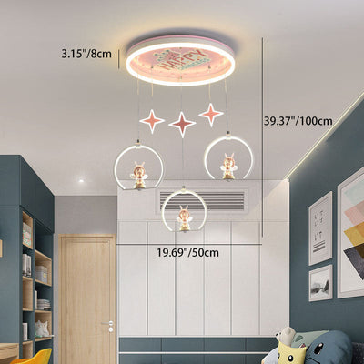 Contemporary Creative Cartoon Princess Elsa Acrylic Round Shade LED Flush Mount Ceiling Light For Bedroom