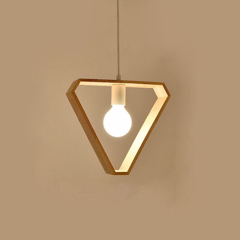 Modern Simplicity Wood Geometrical Shape 1-Light Pendant Light For Living Room