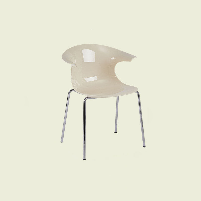 Modern Minimalist Curved Profile Plastic Metal Dining Chair Backrest Armrest For Dining Room