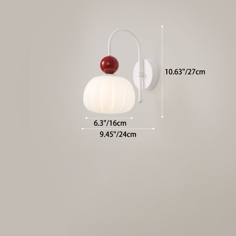 Modern Minimalist Bellflower Pumpkin Orb Disc Base Iron PE 1-Light Wall Sconce Lamp For Bedroom