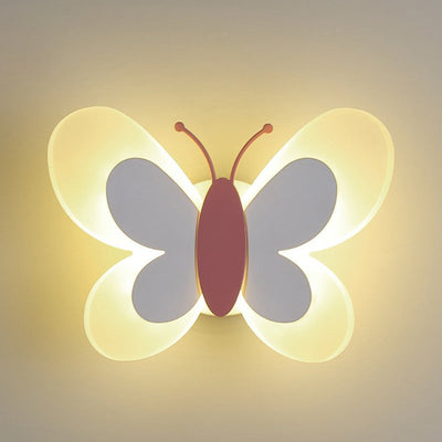 Contemporary Creative Acrylic Butterfly Design Iron LED Wall Sconce Lamp For Bedroom